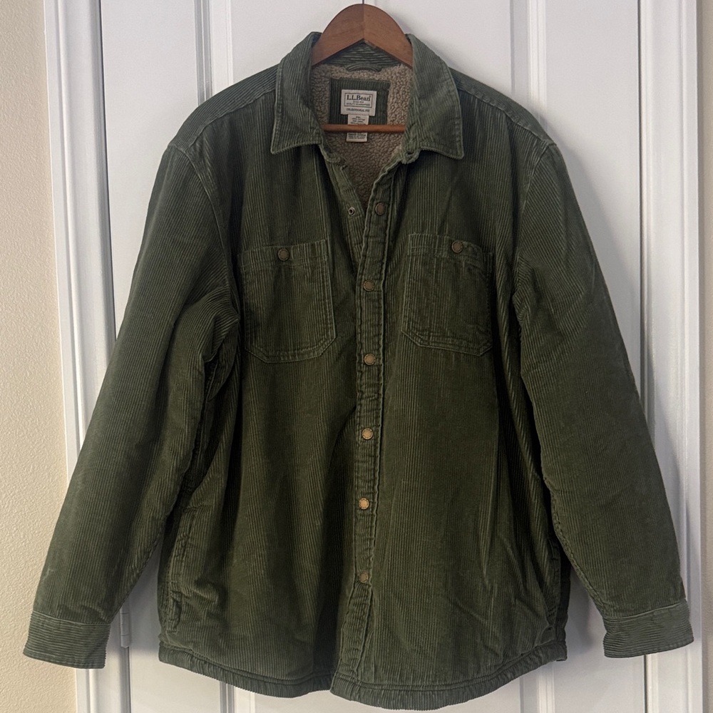 L.L. Bean Green Corduroy Shirt Jacket